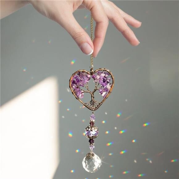 Sun Catcher Crystal Tree of Life Rainbow Maker Drops Hang - Picture 2 of 7